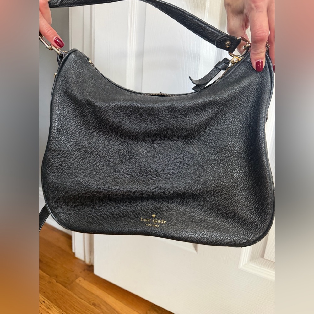 Kate Spade Black Pebbled Leather Hobo Bag